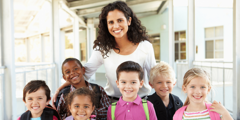 teacher with children
